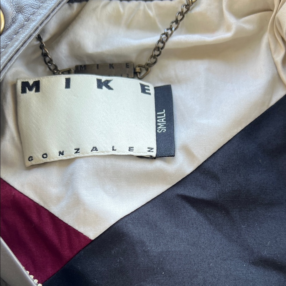 Gray Leather Jacket With Gold Button - image 3